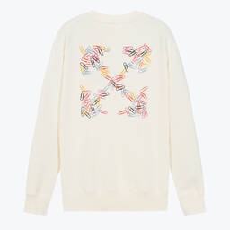 Off-White-Teen Girls Ivory Cotton Sweatshirt | Childrensalon Outlet