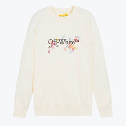 Off-White-Teen Girls Ivory Cotton Sweatshirt | Childrensalon Outlet