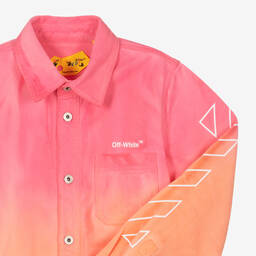 Off-White-Teen Girls Pink Denim Diagonals Jacket | Childrensalon Outlet