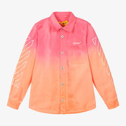 Off-White-Teen Girls Pink Denim Diagonals Jacket | Childrensalon Outlet