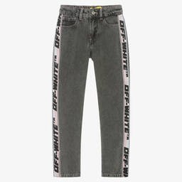 Off-White-Teen Girls Washed Black Off-White Band Jeans | Childrensalon Outlet