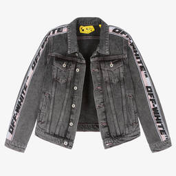 Off-White-Teen Girls Washed Dark Grey Denim Jacket | Childrensalon Outlet
