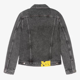 Off-White-Teen Girls Washed Dark Grey Denim Jacket | Childrensalon Outlet