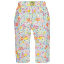 Oilily-Голубые хлопковые брюки с цветами | Childrensalon Outlet