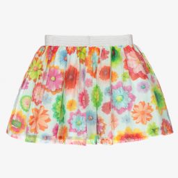 Oilily-Голубая шелковая юбка с цветами для девочек | Childrensalon Outlet