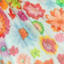 Oilily-Голубая шелковая юбка с цветами для девочек | Childrensalon Outlet