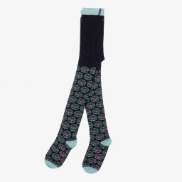 Oilily-Синие колготки в цветочек для девочек | Childrensalon Outlet