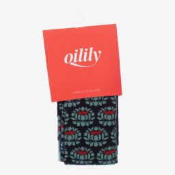 Oilily-Синие колготки в цветочек для девочек | Childrensalon Outlet