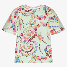 Oilily-Зеленая футболка с цветами для девочек | Childrensalon Outlet