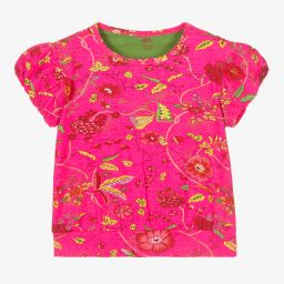 Oilily-Неоново-розовая футболка в цветочек для девочек | Childrensalon Outlet