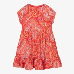 Oilily-Оранжевое платье с узором пейсли для девочек | Childrensalon Outlet
