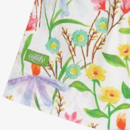 Oilily-Белая льняная юбка в цветочек для девочек | Childrensalon Outlet