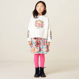 Oilily-Кремово-розовая юбка с цветами | Childrensalon Outlet