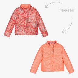 Oilily-Оранжевая двусторонняя куртка с узором пейсли | Childrensalon Outlet