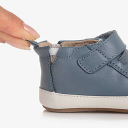 Old Soles-Blue Leather Baby First Walker Trainers | Childrensalon Outlet