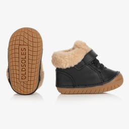 Old Soles-Boys Black Leather First Walker Shoes | Childrensalon Outlet