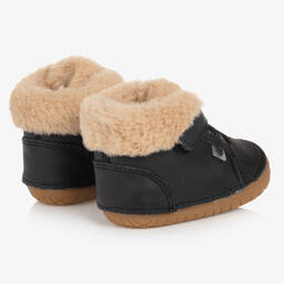 Old Soles-Boys Black Leather First Walker Shoes | Childrensalon Outlet
