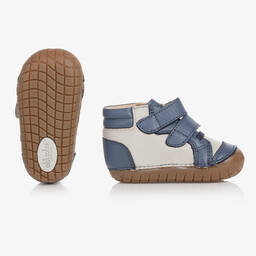 Old Soles-Boys Blue & Grey First Walker Shoes | Childrensalon Outlet