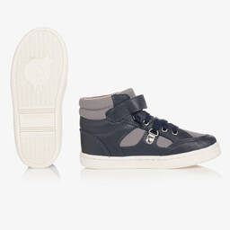 Old Soles-Boys Blue Leather High Top Trainers | Childrensalon Outlet