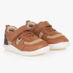 أولد سولز-Boys Brown Leather First Walker Shoes | Childrensalon Outlet
