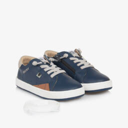 Old Soles-Boys Classic Blue Leather Sneakers | Childrensalon Outlet