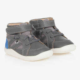 Old Soles-Boys Grey Leather First Walker Shoes | Childrensalon Outlet