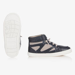 Old Soles-Boys Navy Blue & Grey High-Top Trainers | Childrensalon Outlet