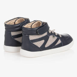 Old Soles-Boys Navy Blue & Grey High-Top Trainers | Childrensalon Outlet