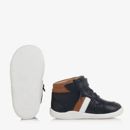 Old Soles-Boys Navy Blue Leather High-Top Trainers | Childrensalon Outlet