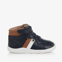 Old Soles-Boys Navy Blue Leather High-Top Trainers | Childrensalon Outlet