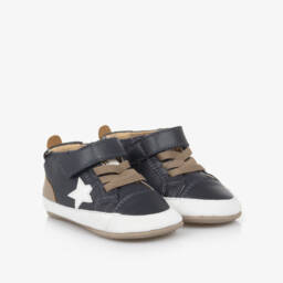 Old Soles-Boys Navy Leather Walker Trainers | Childrensalon Outlet