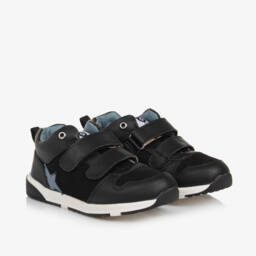 Old Soles-Boys Velcro Black Leather Trainers | Childrensalon Outlet