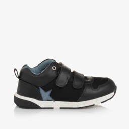Old Soles-Boys Velcro Black Leather Trainers | Childrensalon Outlet