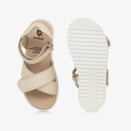 Old Soles-Girls Cream Crossover Leather Velcro Shoes | Childrensalon Outlet