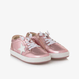 Old Soles-Girls Gleaming Pink Star Sneakers | Childrensalon Outlet