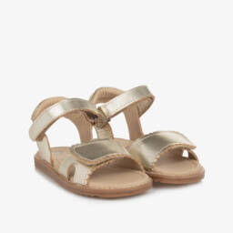 Old Soles-Girls Golden Leather Velcro Sandals | Childrensalon Outlet