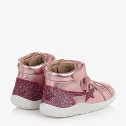 Old Soles-Girls Pink Leather High-Top Trainers | Childrensalon Outlet