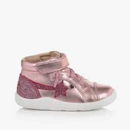 Old Soles-Girls Pink Leather High-Top Trainers | Childrensalon Outlet