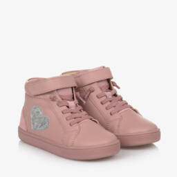 Old Soles-Girls Pink Leather Lace-Up Sneakers | Childrensalon Outlet
