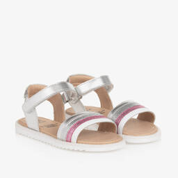 Old Soles-Girls Silver Leather Velcro Sandals | Childrensalon Outlet