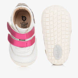 أولد سولز-Girls White & Pink First Walker Trainers | Childrensalon Outlet