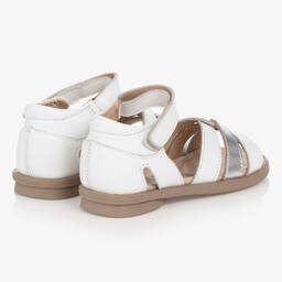أولد سولز-صندل جلد لون أبيض وفضّي للبنات | Childrensalon Outlet