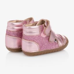 أولد سولز-حذاء أطفال بناتي جلد لون زهري لمرحلة بدء المشي | Childrensalon Outlet