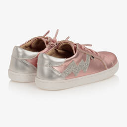 Old Soles-Pink Leather Lightening Bolt Trainers | Childrensalon Outlet