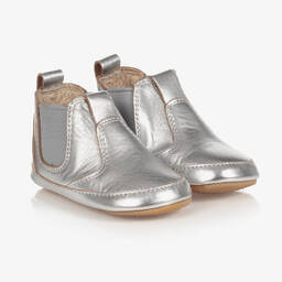 Old Soles-Silver Leather First-Walker Boots | Childrensalon Outlet