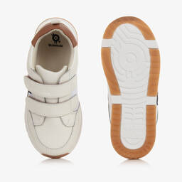 Old Soles-White & Brown Leather Star Trainers | Childrensalon Outlet