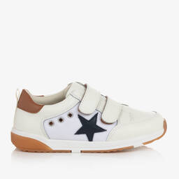 Old Soles-White & Brown Leather Star Trainers | Childrensalon Outlet