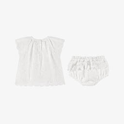 Olga Valentine-Baby Girls White Broderie Anglaise Dress | Childrensalon Outlet