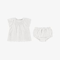Olga Valentine-Baby Girls White Broderie Anglaise Dress | Childrensalon Outlet