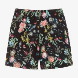 Olga Valentine-شورت سباحة لون أسود بطبعة ورود للأولاد | Childrensalon Outlet